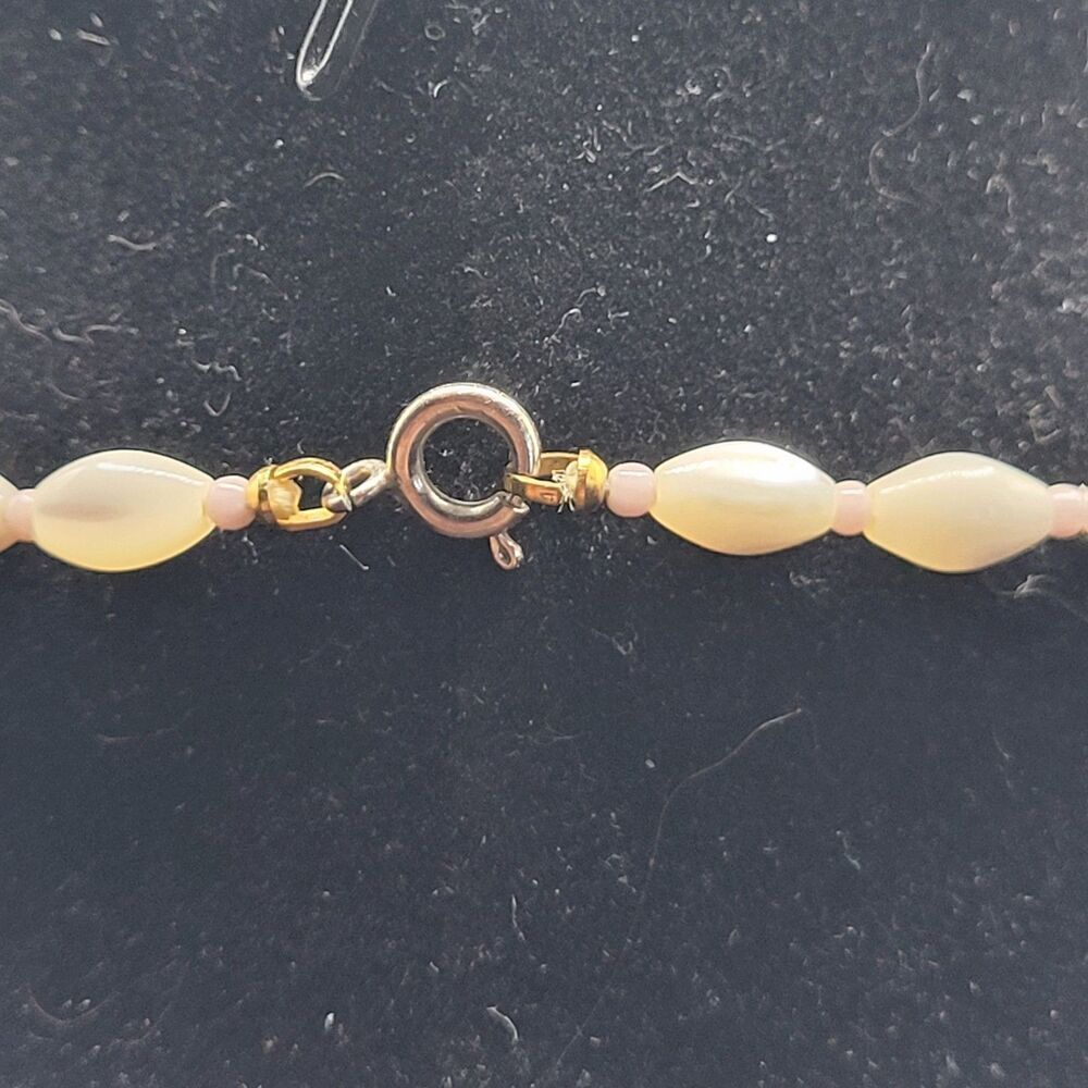 Vtg Mother Of Pearl MOP Abalone Barrel Bead Necklace 18.5in Retro Fashion - Picture 5 of 5